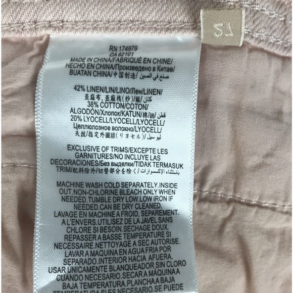 BCBGMaxAzria High Rise Wide Leg Linen Blend Trousers Pants Jeans Pink Size 27 - Picture 7 of 7